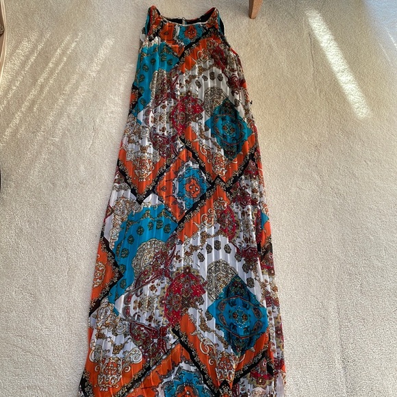 MIK-6223 MULTI PRINT PLEATED DRESS main image 1